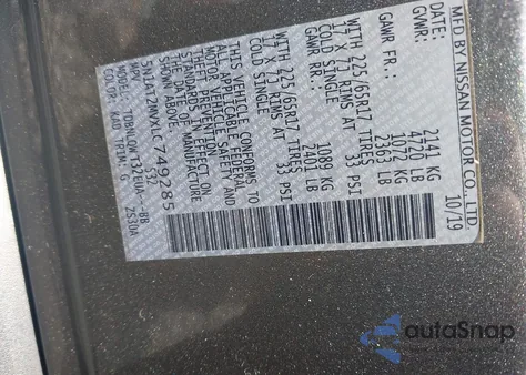 2020 Nissan Rogue Sv Intelligent Awd from USA, damaged, VIN 5N1AT2MVXLC749285